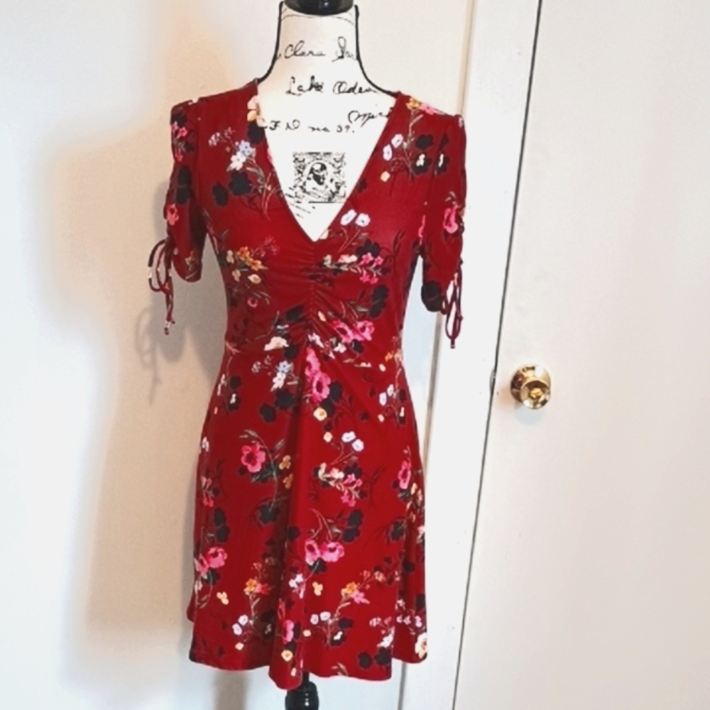 Burgundy Floral Mini Sundress